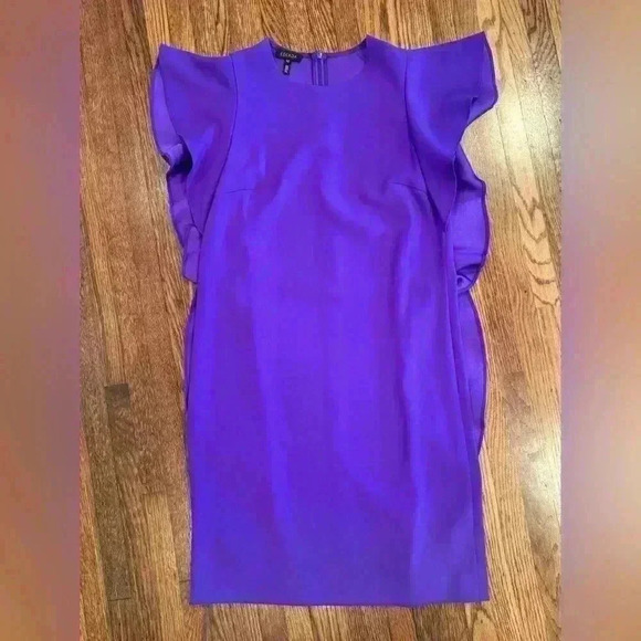 Escada Cascade Ruffle Sleeveless Straight Chemise Dress Purple Size 32 XS - Picture 3 of 8